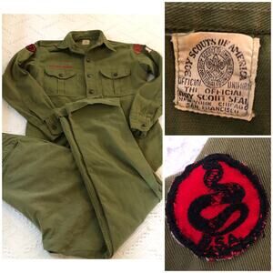 VTG 1950s Boy Scouts Of‎ America Uniform Set Shirt Pants S Official BSA Alabama